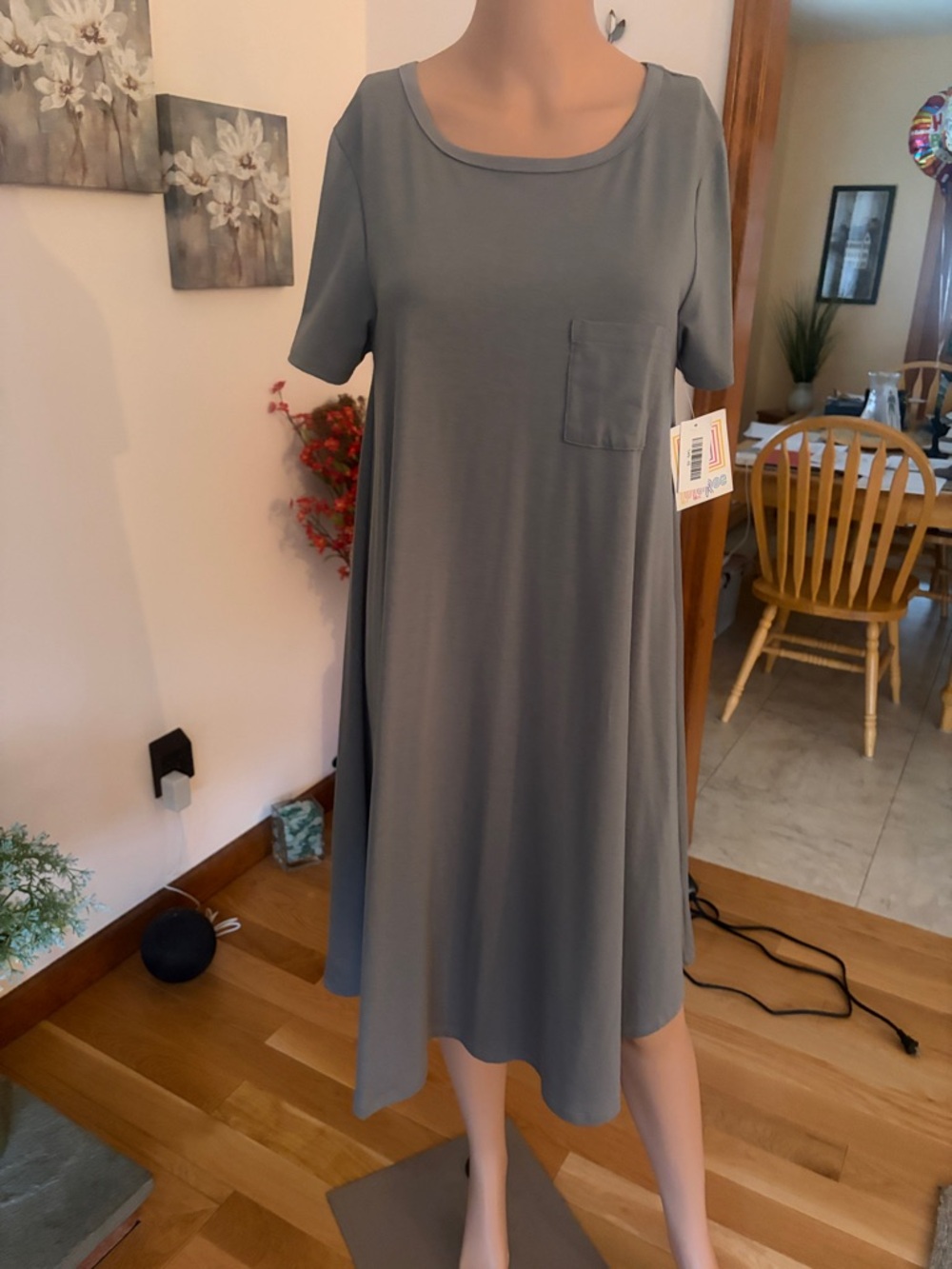LuLaRoe Slate Gray Midi Swing Dress with Pocket
